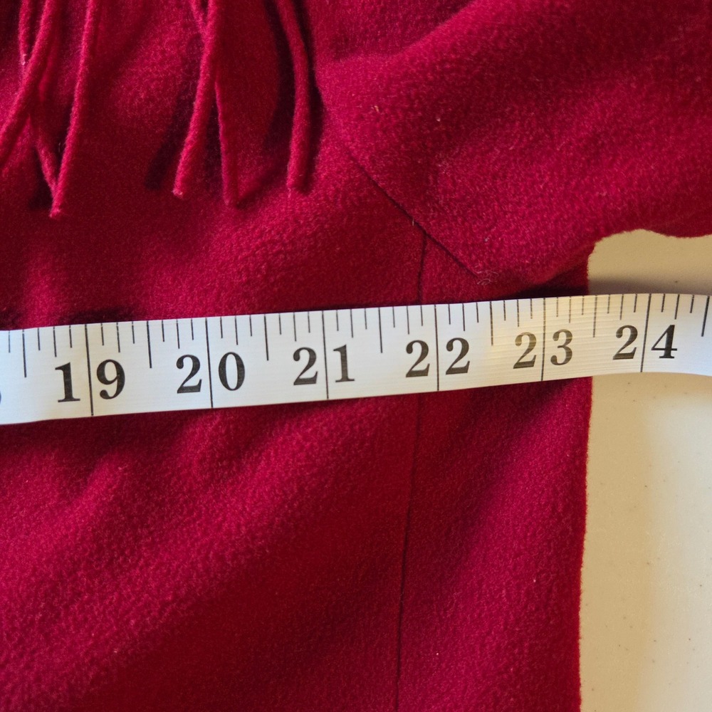 A Line Anne Klein Red 100% Wool Fringe Western Jacket Coat Made in USA XL - Picture 4 of 11